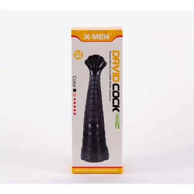 X-MEN David's 11.9" Cock Black II fenékdugó tapadókoronggal