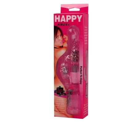 Happy Angel 23 cm dupla motoros, csiklóizgatós gyöngyös vibrátor